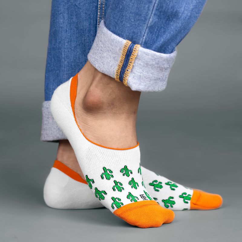 Shop Premium Classic Santorini White Orange Cactus No-Show socks for men in  India – SockSoho
